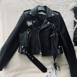 off-white c/o virgil abloh brushed biker leather jacket men